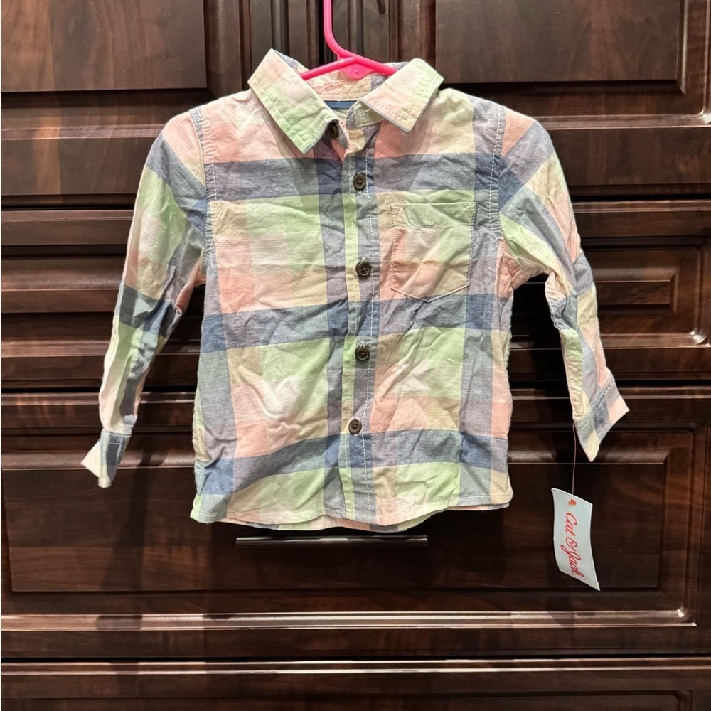 Cat & jack Kids Plaid Button-Up Shirt 18m